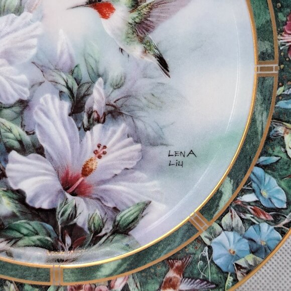 The Ruby-Throated Hummingbird, by Lena Liu-W. L. George Collector Plate - Picture 8 of 10